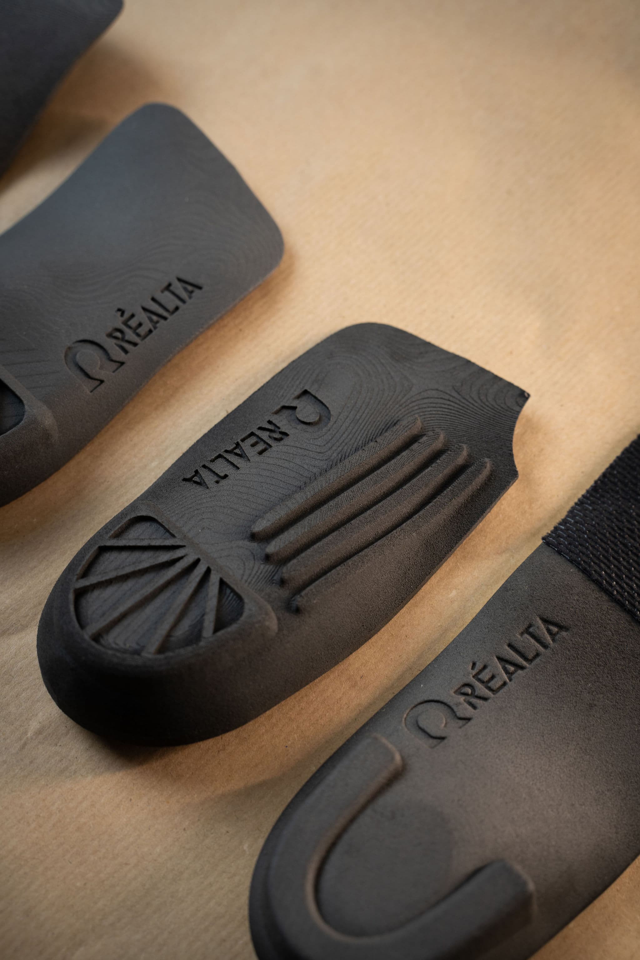 Close-up of SLS printed orthotic shell showing heel lattice detail